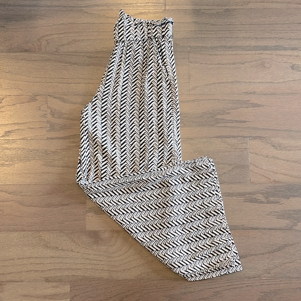 LOFT Petite Patterned Wide Leg Linen Pants - Size XXSP
